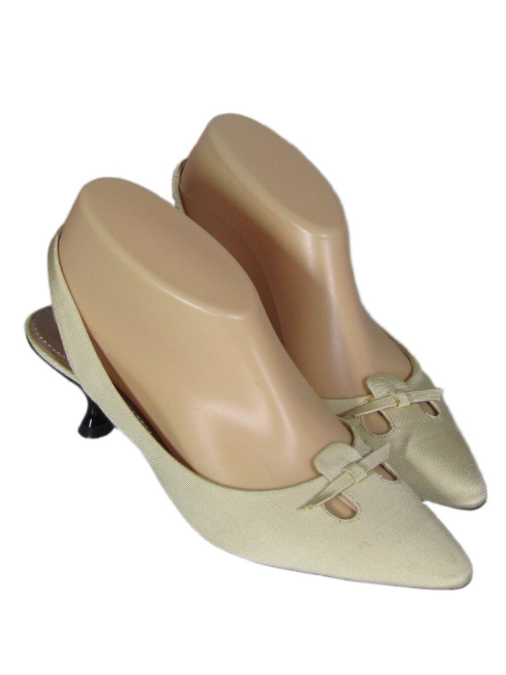 MARC JACOBS Ecru Kitten Heels Pointed Toe Slingbacks Shoes Italy EU 36.5 US 6